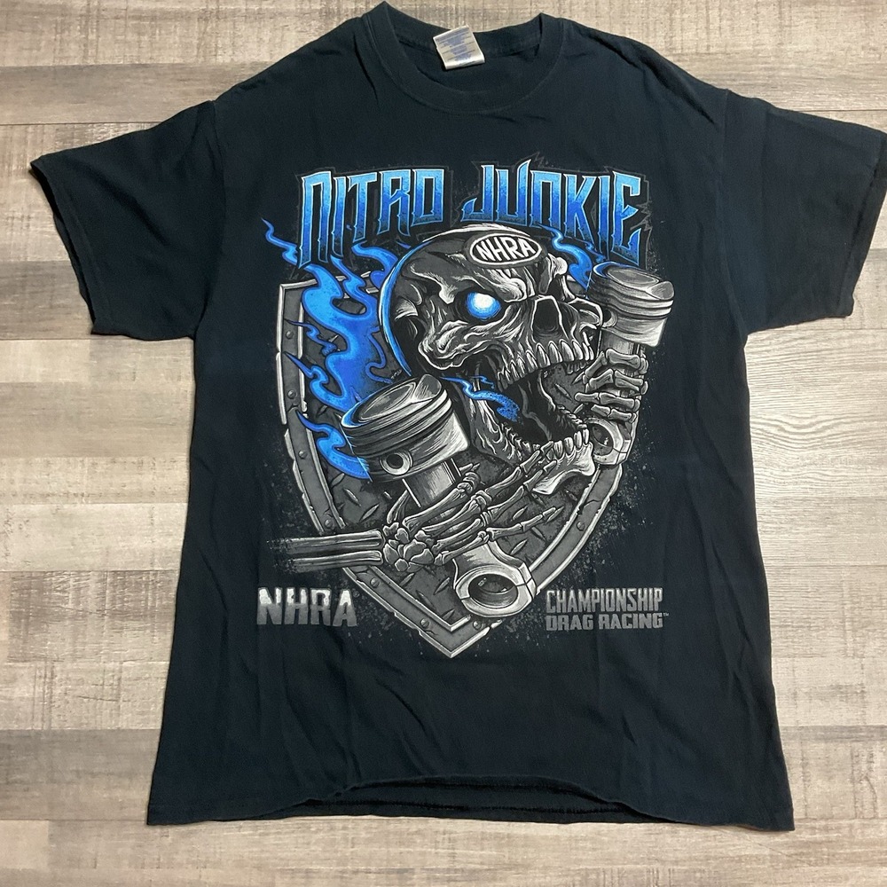 NHRA Drag Racing T Shirt OFFICAL Championship Nitro Junkie Size‎ Medium Black